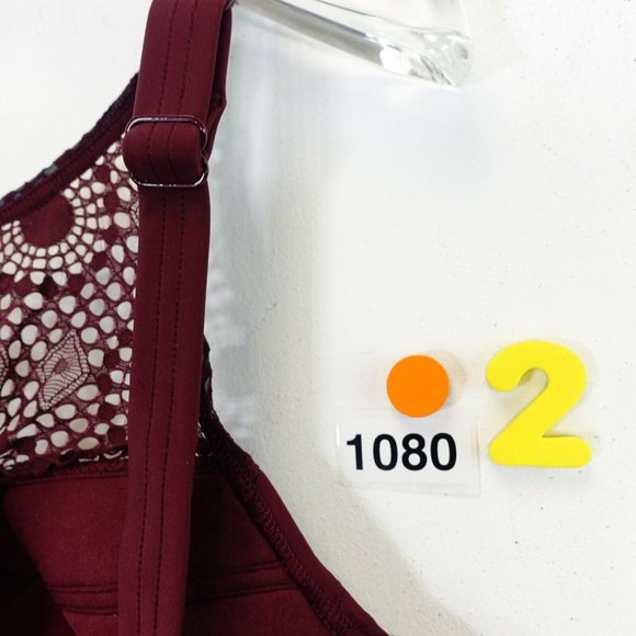 NEW ADORE ME One Piece Women Red Wine Swimsuit 40B 0X Lace Illusion Neckline - Picture 11 of 12